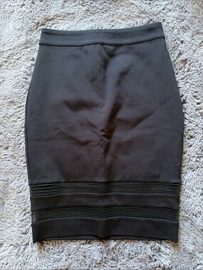 Bebe Black Short Pencil Skirt with Mesh Panels